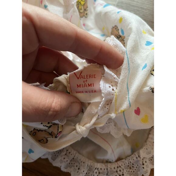 Vintage 80’s Valerie's Of MIAMI Baby Toddler Ruffle Teddy Bear Hooded Vest 3T - Picture 5 of 7